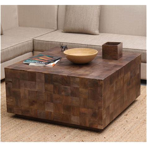Rustic Wood Square Coffee Table / Brooklyn Max Sullivan Solid Acacia ...