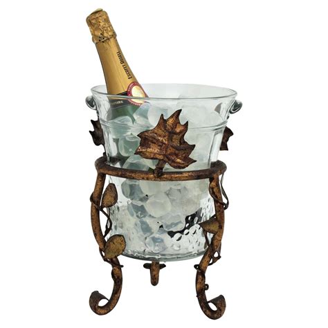 Foliage Champagne or Wine Cooler Stand Ice Bucket in Gilt Iron and ...