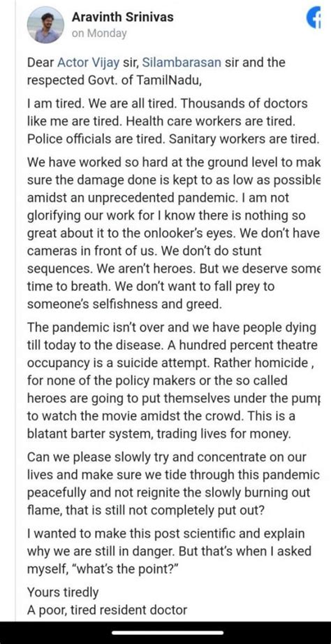 Open letter from 'a tired resident doctor' to Tamil Nadu govt goes ...