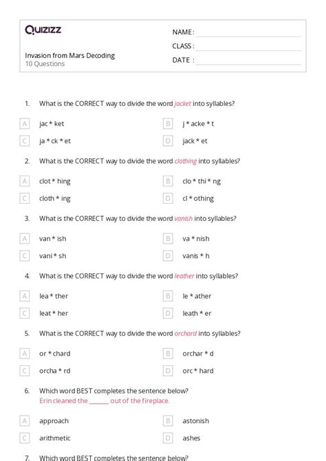 50+ Decoding Words worksheets for 4th Class on Quizizz | Free & Printable