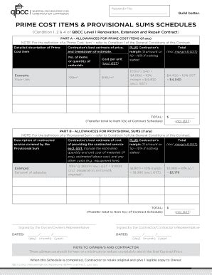 Prime Cost Items Schedule - Fill Online, Printable, Fillable, Blank ...