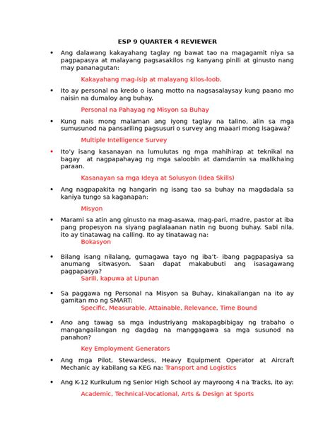 Image result for ESP 9 Quarter 4 Module