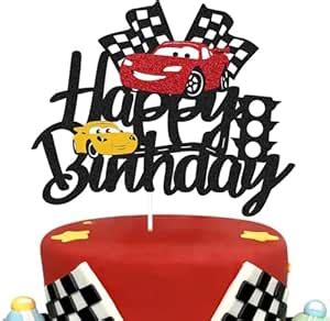 Car Cake Topper Race Car Cake Decorations for Racing Car Checkered Flag ...