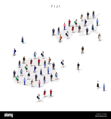 Fiji population map. Large group of people in a shape of Fijian map. Flat vector illustration ...