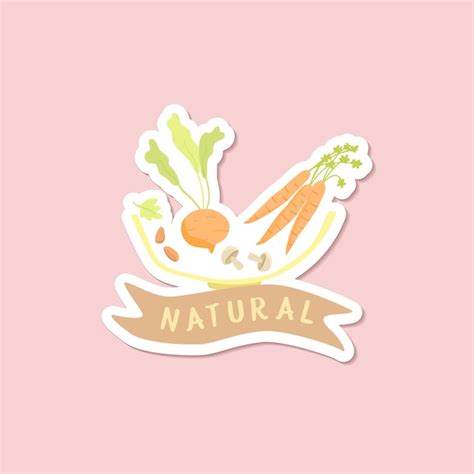 Natural fresh food badge vector | Free Vector