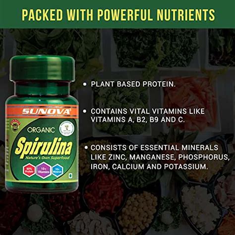 Buy SUNOVA ORGANIC SPIRULINA CAPSULES NATURE'S SUPPLEMENT SPIRULINA 60 ...