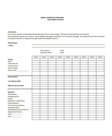 Sample Business Operating Proforma 的图像结果