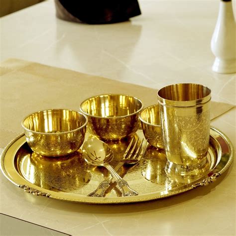 Brass Etched 7Pc Dinner Set (12" Plate) – Velan Store