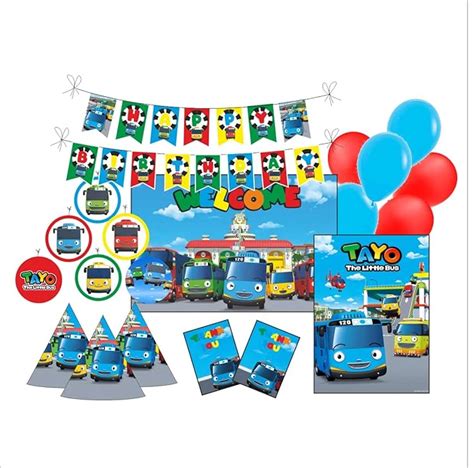 PRETTY UR PARTY Tayo the little Bus Party decorations Kit - 80 pcs ...