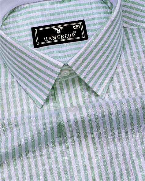 Wexford Green Striped Linen Cotton Shirt for Men – Hamercop