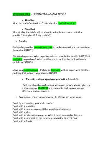 Image result for Newspaper Article Structure