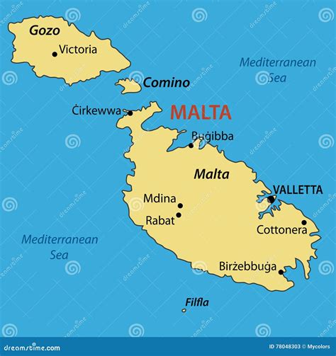 Republic of Malta - Map of Country - Vector Stock Vector - Illustration ...