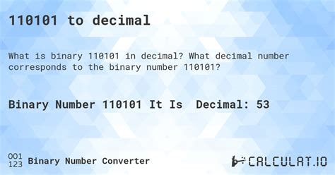 110101 to decimal - Calculatio
