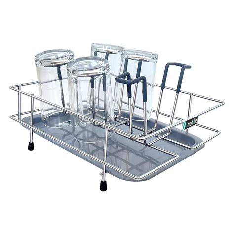 SmartSlide Stainless Steel Glass Stand for 6 Glass, Glass Holder For ...