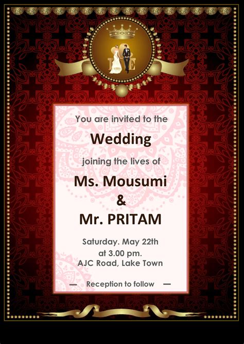 WORD of Red and Gold Design Wedding Invitation Card.docx | WPS Free ...