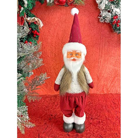 24 inches Cream Maroon Gold self Standing Santa Christmas Table Décor ...
