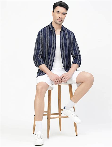 Buy Viscose Rich Striped Spread Collar Shirt at Marks & Spencer