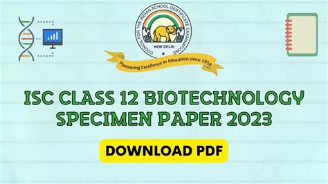 ISC Biotechnology Specimen Paper 2023: CISCE Class 12 Biotechnology ...
