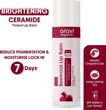 Aravi Organic Tinted Lip Balm With SPF 50 PA+++ -Kojic Acid & Ceramide ...