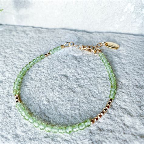 《8月誕生石 ペリドット》アシンメトリーブレスレット14kgf | NONA(c)