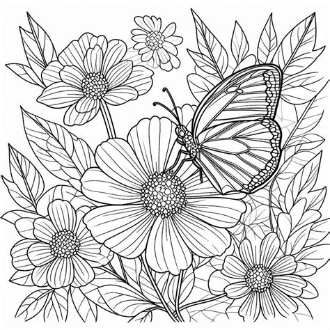 Flower and Butterfly Free For Kids coloring page - Download, Print or ...