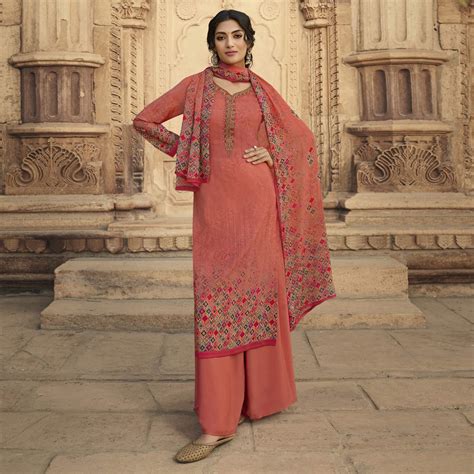 Rust Digital Printed Art Silk Palazzo Suit