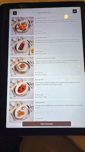 Menu at Dum Pukht, New Delhi