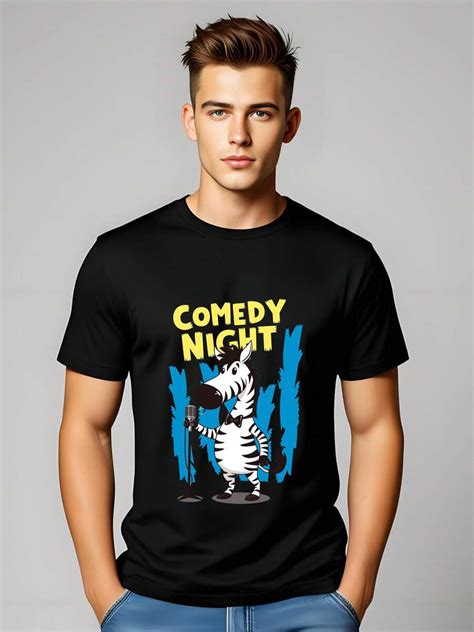 Comedy Night Zebra Graphic T-Shirt, Funny Animal Tee | SHEIN USA