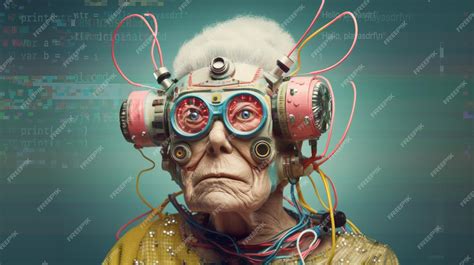 Premium Photo | Funky and strange grandma cyborg robots