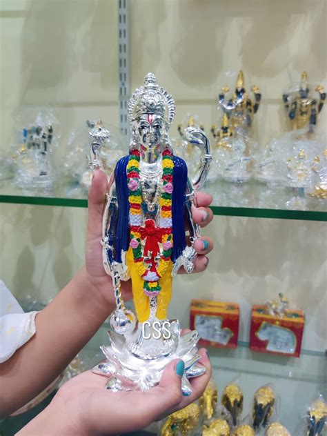 Mahavishnu idol in yellow anki and Blue Shawl-CZY001MV – www.soosi.co.in