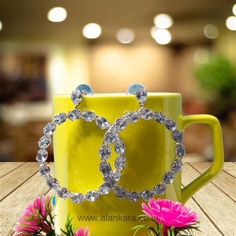 White Crystal Hoop- stylish western dress earrings |ALANKARA