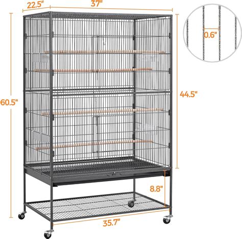 Buy Yaheetech 60.5inch Extra Large Bird Cage Metal Parrot Cage Flight ...