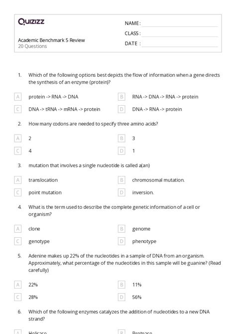 50+ gene regulation worksheets on Quizizz | Free & Printable