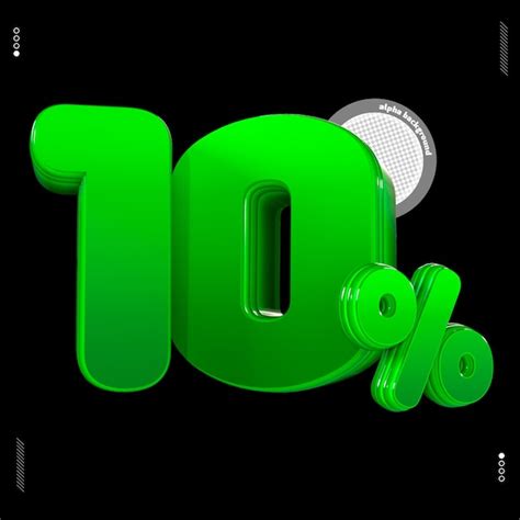 Numero 10 3d renderizado verde realista | PSD Premium