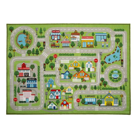 Delta Children Kids Large Road Map Activity Rug, 4’6" L x 3’3” W, City ...