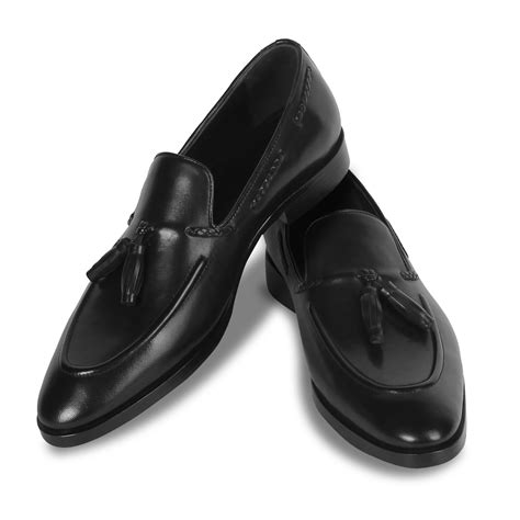 GENTLEMEN’S TASSEL LEATHER LOAFERS (BLACK) – Naga Designs