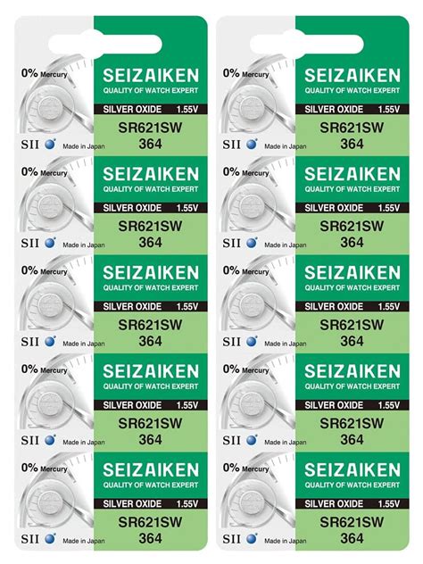 Jinfo Watch Battery Seizaiken SR621SW (1.55V) (Pack of 10 Pcs) : Amazon ...
