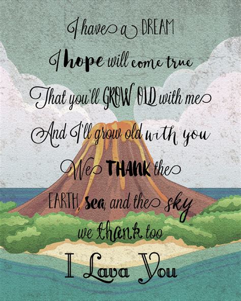 I Lava You Wall Hanging [pixar Lava Short Lyrics Wall Decor] Digital ...