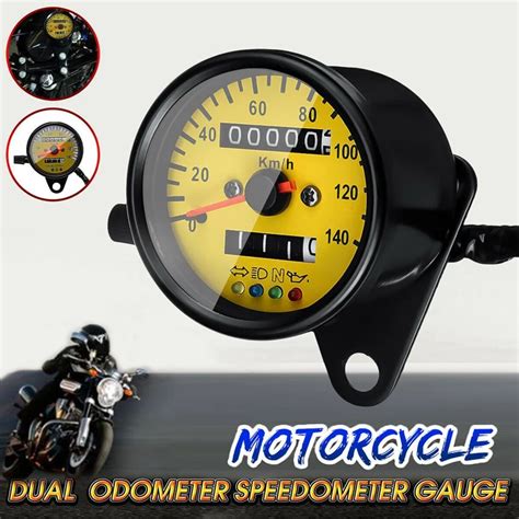 Motorcycle Speedometer 12v Odometer With Led Indicator Dual Speed Meter ...