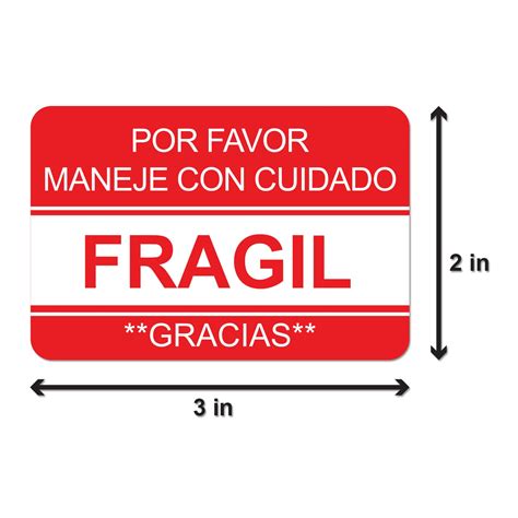 3 x 2 inch | Shipping & Handling: Fragil Etiqueta (Spanish) / Fragile ...