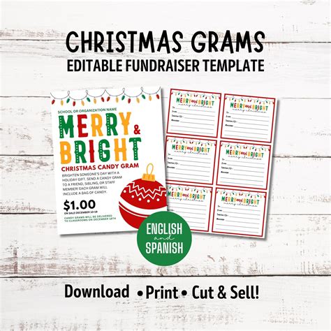 Christmas Candy Gram School Fundraiser Template | Editable Holiday ...