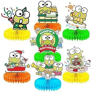 Keropp Birthday Party Decorations, 7Pcs Keroppi Theme Honeycomb ...