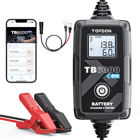 TOPDON TB6000 Pro 6Amp 6V/12V 2-in-1 Smart Car Battery Charger & Battery Tester, Trickle Charger ...