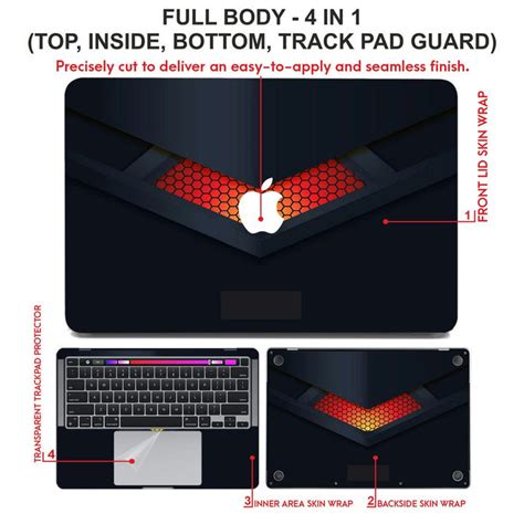 Laptop Skin for Apple MacBook - Orange Honeycomb neon on Black Design ...