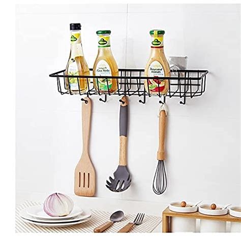 D-Dayons Self Adhesive Metal Kitchen Bathroom Shelf Storage Rack with 6 ...