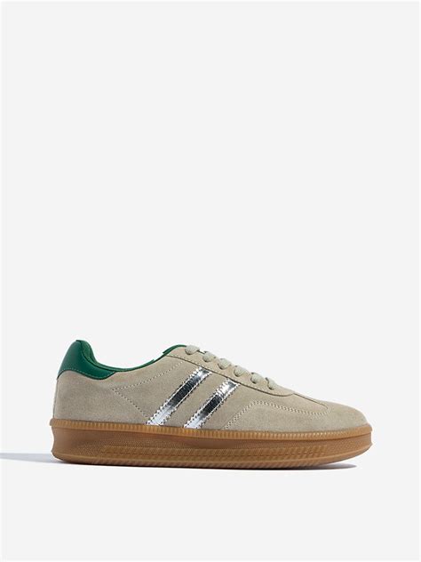 Buy LUNA BLU Beige Suede Lace-Up Sneakers from Westside