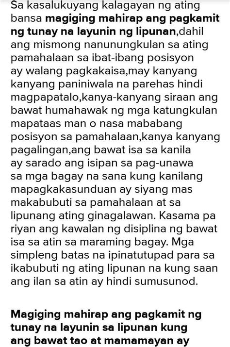 Sa kasalukuyang kalagayan ng ating bansa, magiging madali b o mahirap ...