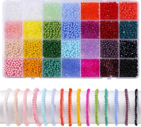 Amazon.com: 2800pcs Crystal Glass Beads Jewelry Making Kit -28 Colors ...