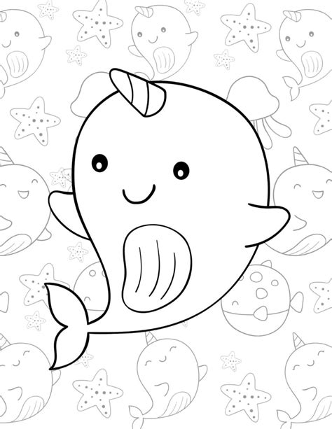 Cute Narwhal Coloring Pages - Free Printables!