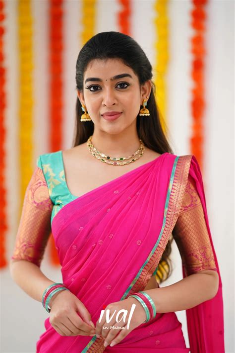 Izhaiyini Organza Halfsaree - Teal Green and Dark Pink – Ivalinmabia